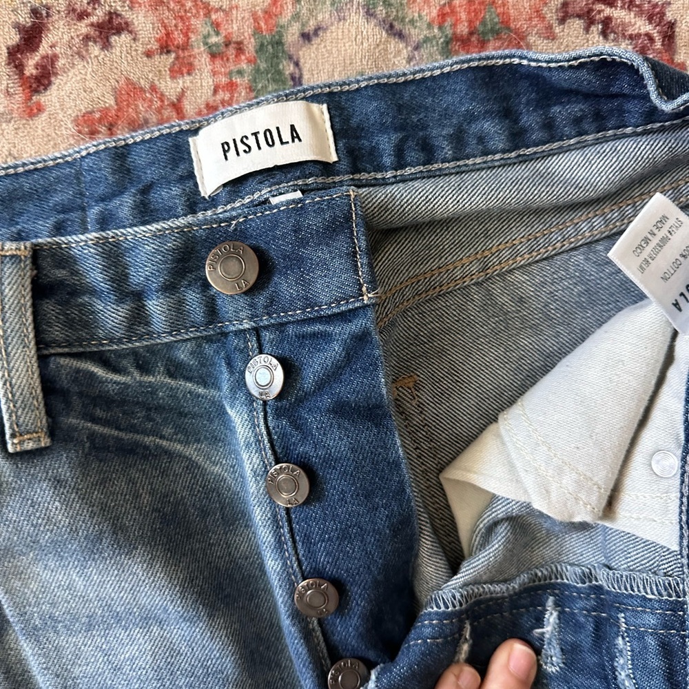 Pistola Light Blue Distressed Straight Leg Jeans - Picture 2 of 4